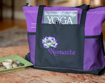 Lightweight Pink or Purple Namaste Yoga Bag; Yoga Tote Bag; Yoga gift tote; Namaste gift tote