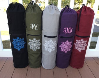 Eco-friendly Cotton Yoga Mat Bag with embroidered Mandala design