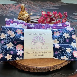 Almohada para ojos lavable con diseño de flor de cerezo, lavanda y linaza; almohada con peso para ojos; almohada de aromaterapia; almohada para aliviar el estrés y la ansiedad.