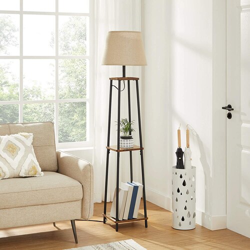 Industrial Style Floor Lamp Light With Shelves Shade Industrial Style Floor Lamp Light With, Weathered Wooden Floor Lamp With Shelf