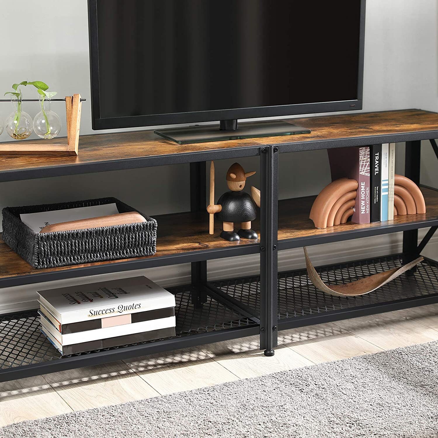 Industrial Style Large TV Stand With 3 Tiers & Storage Etsy