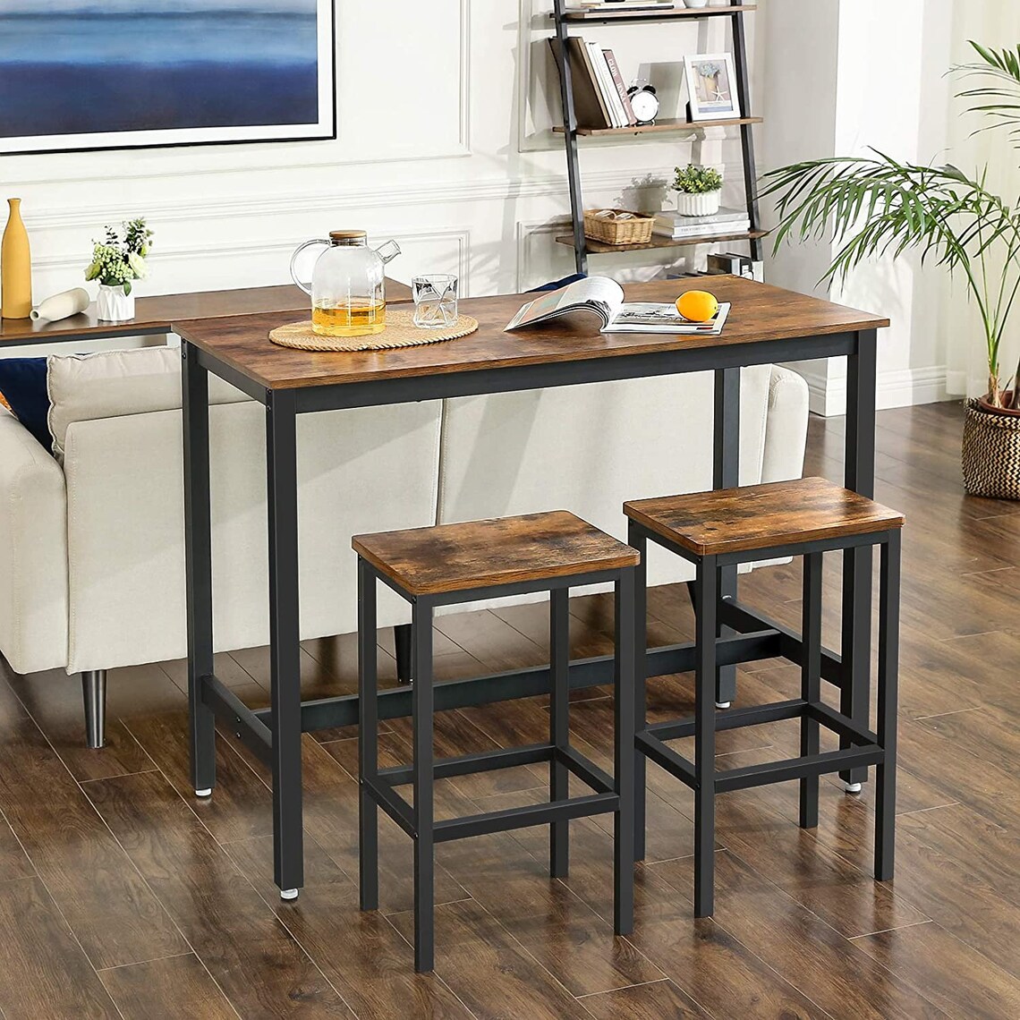Brand New Industrial Style Bar Table Set With 2 Bar Stools Etsy