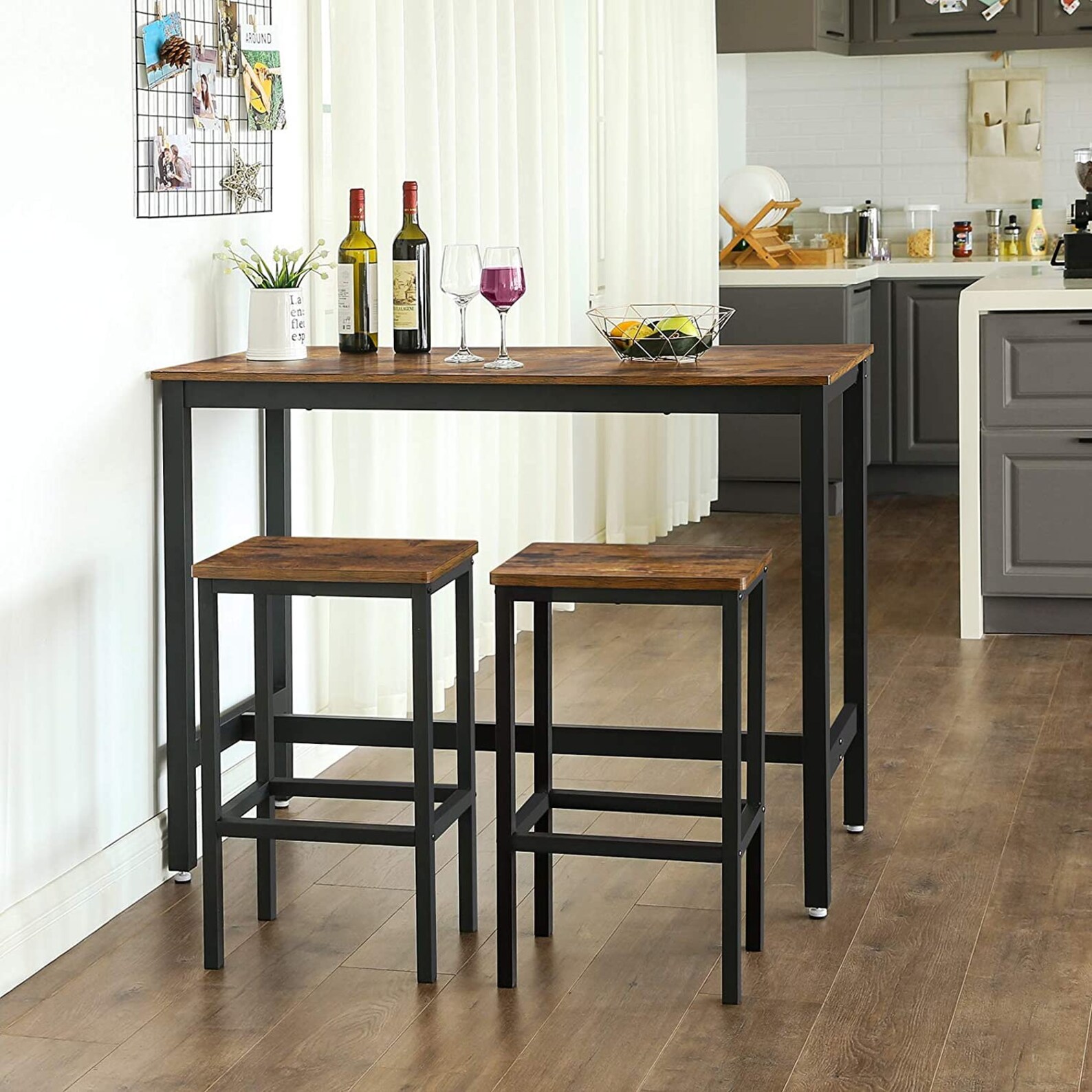 Brand New Industrial Style Bar Table Set With 2 Bar Stools Etsy