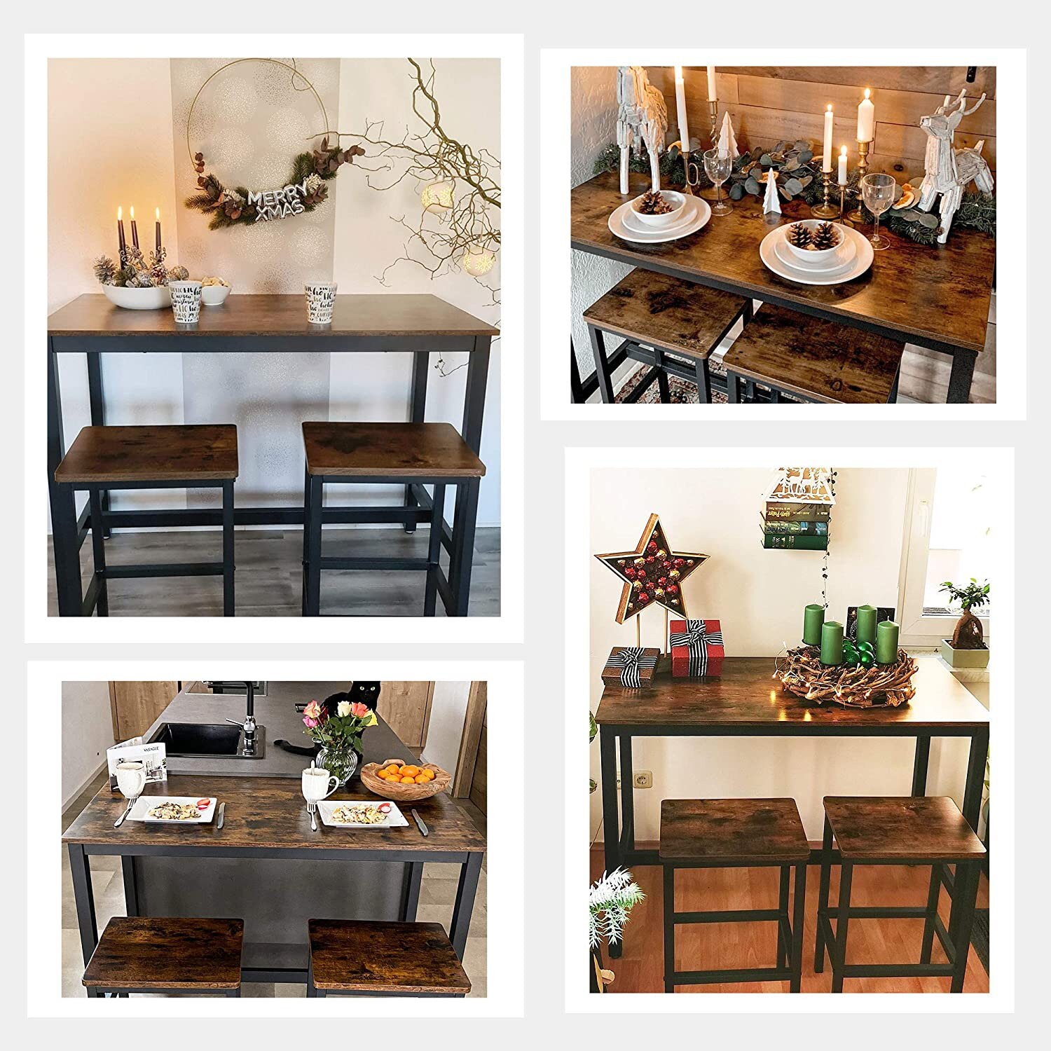 Brand New Industrial Style Bar Table Set With 2 Bar Stools Etsy