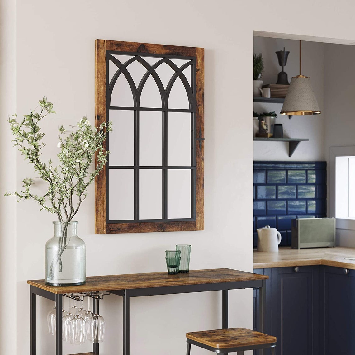 Large Industrial Rectangular Wall Mirror Vintage Retro Rustic Etsy