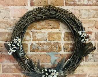 Feather and Popcorn tree wreath