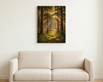 Ephesians 2:8-9 Scripture Canvas Art, Forest Bible Verse Wall Decor (NIV)