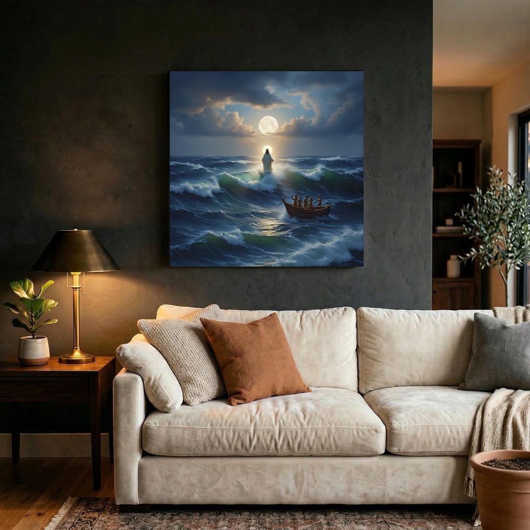 Jesus Walks on Water Canvas Print, Christian Scripture Wall Art ...