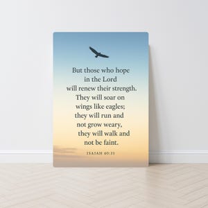 Bible Scripture Wall Art, Isaiah 40:31 Bible Verse Canvas, Bible Quotes Wall Decor, Christian Gifts for Living Room, Bedroom, or Office