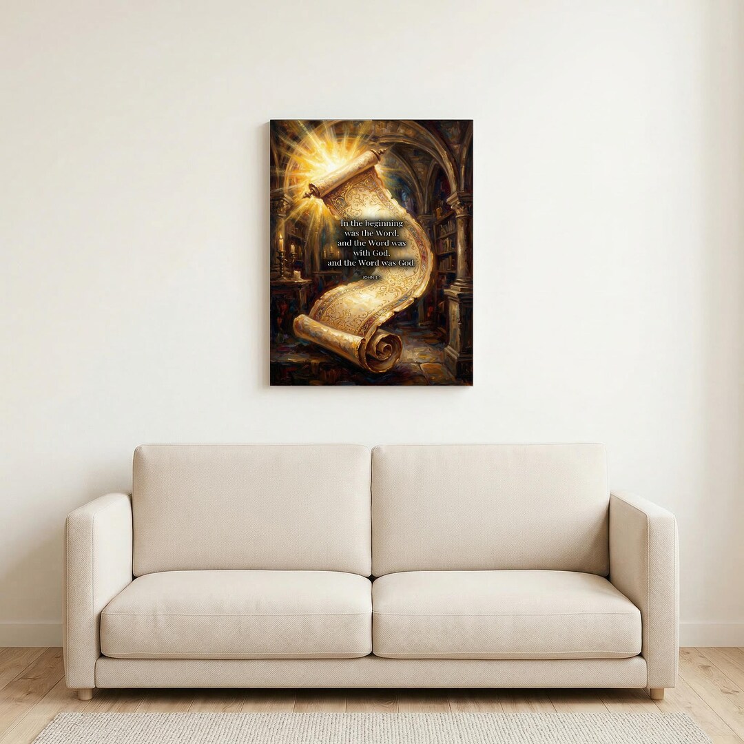 John 1:1 Scripture Canvas Art, in the Beginning Was the Word, Christian ...