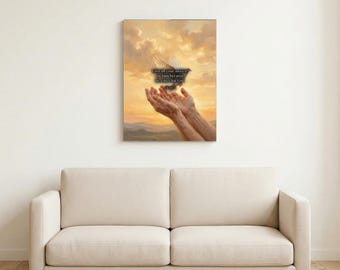 1 Pedro 5:7 Arte en lienzo con versículo bíblico, pintura al óleo "Deja toda tu ansiedad" para decoración de pared (NVI)