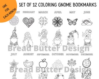 Printable Gnome Coloring Bookmarks | Set of 12 (PDF Download)
