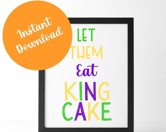 Mardi Gras King Cake Printable, New Orleans Decor (Digital Download)