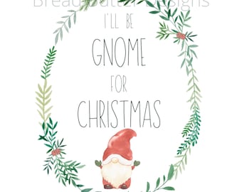 Gnome Christmas Wall Art, Holiday Decor (Digital Download)