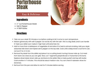 How to Cook Porterhouse Steak Recipe, Easy Dinner (Digital Download)