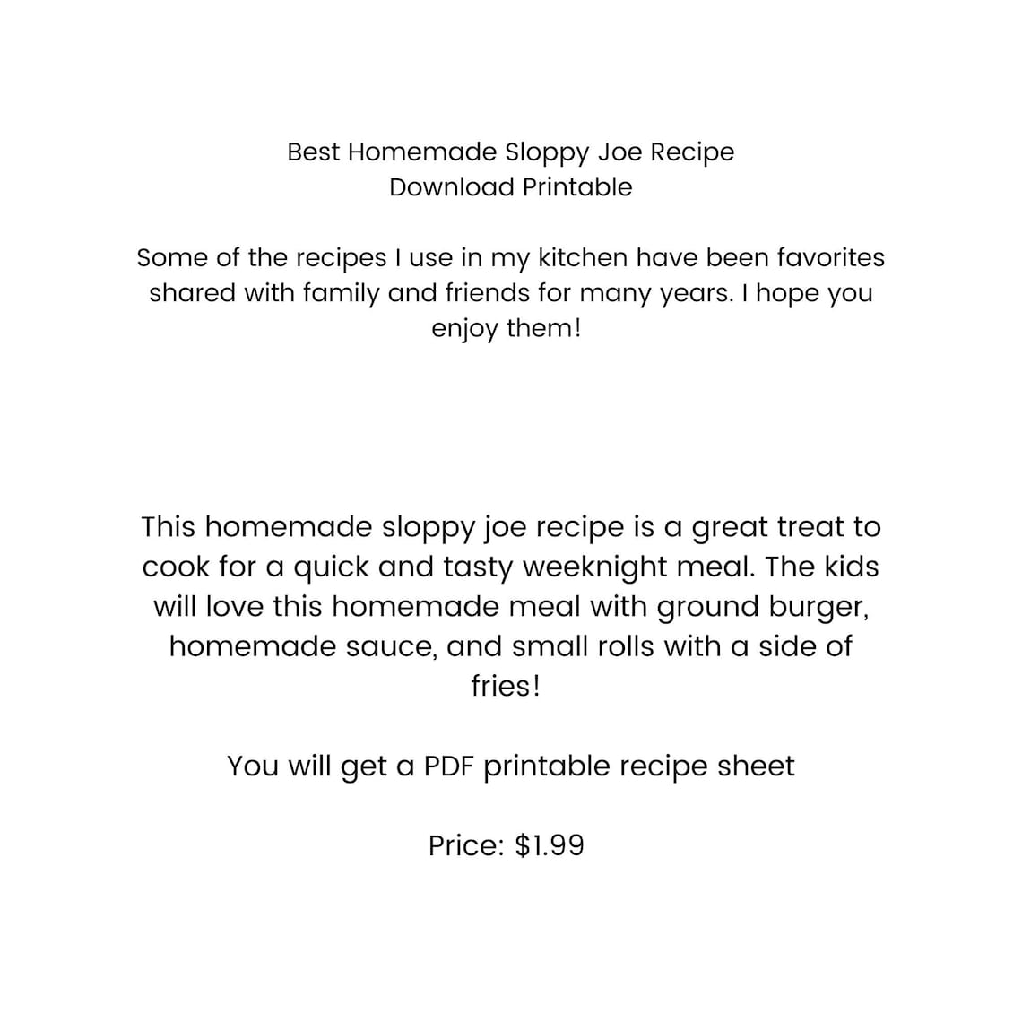 Best Homemade Sloppy Joe Recipe Printable Download - Etsy