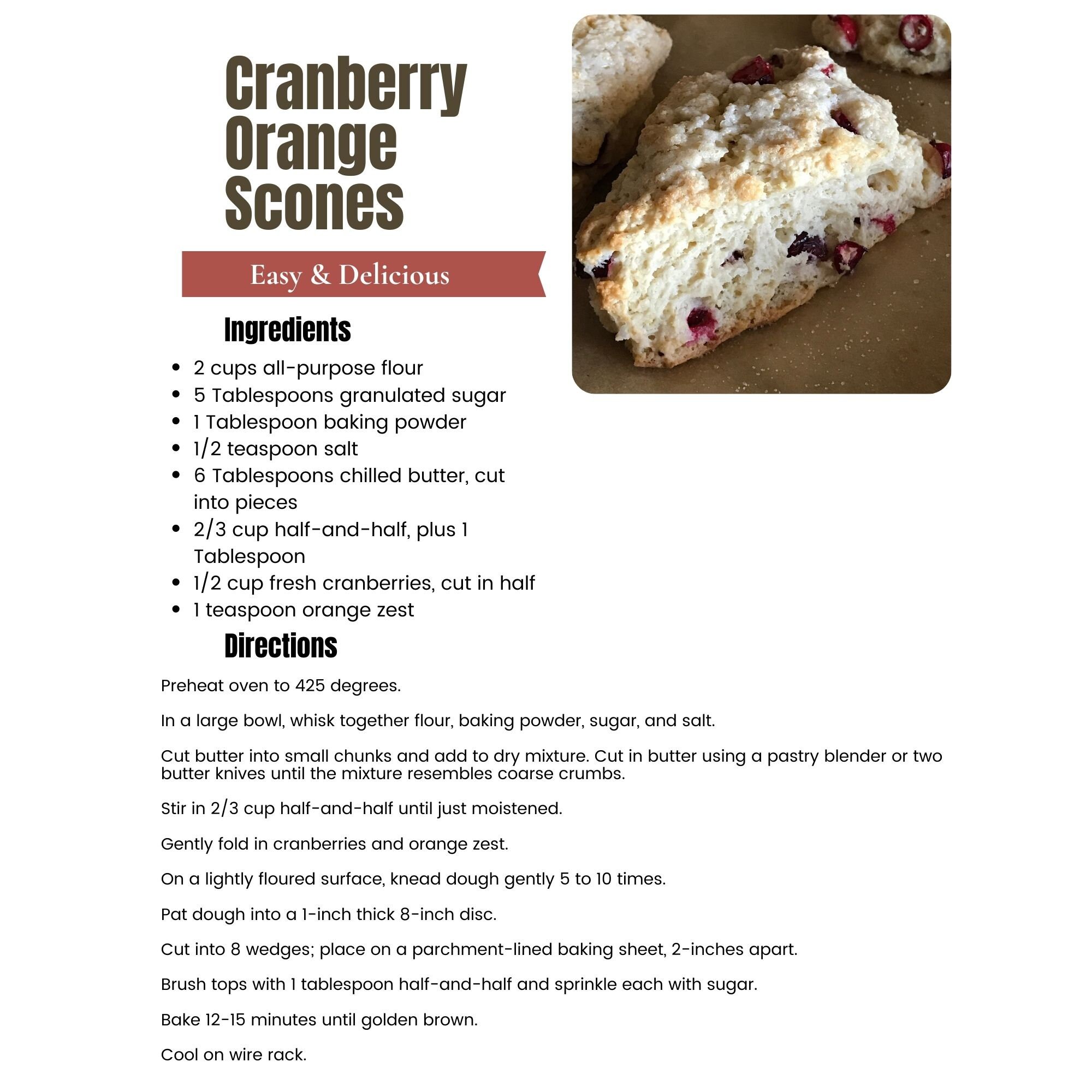 Cranberry Orange Scone Recipe Printable Download