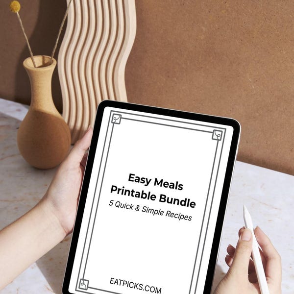 5 Quick Dinner Recipes Printable Bundle | Simple Family Meal Planning (Digital Download)