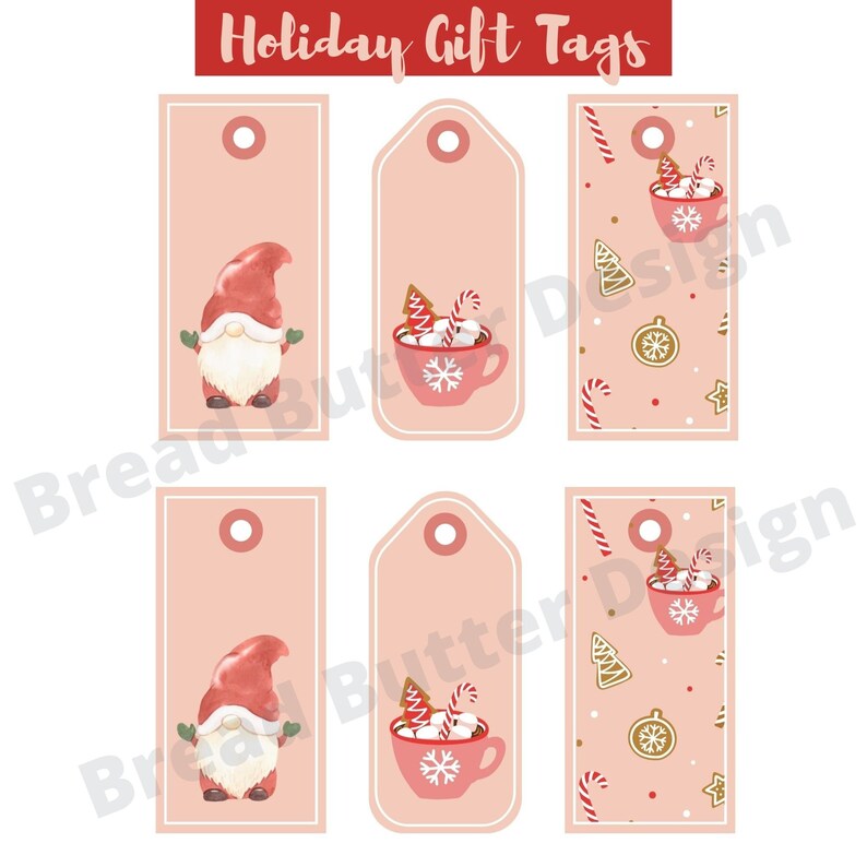 Printable Gnome Gift Tags, Christmas Gnome Bag Toppers, Gnome Gift Tags ...