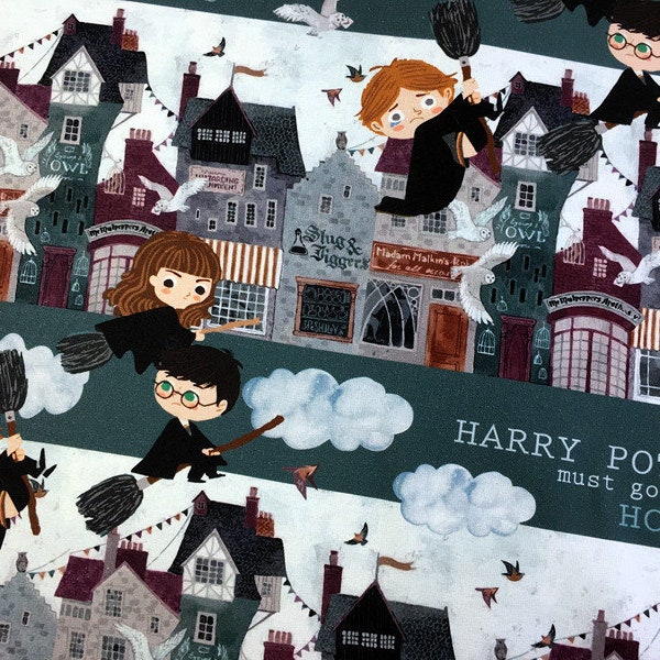 Toile de coton Harry Potter 8 oz imprimé Harry Potter canvas fabric cotton 50cm 0,5m tissu épais coupon couture pur coton pour faire des sac