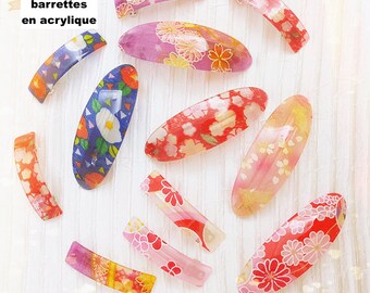 hair barrettes woman girl vintage acrylic large size small size Japanese flowers Mother's Day gift mom mother