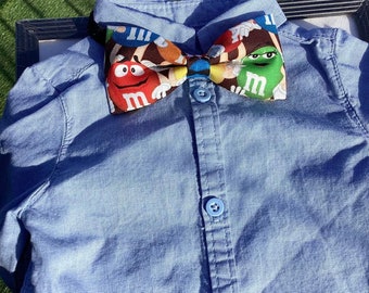 M&Ms bow tie chocolat MM's nœud papillon homme garçon enfant tissu coton cadeau naissance bébé garçon , jadenouveau