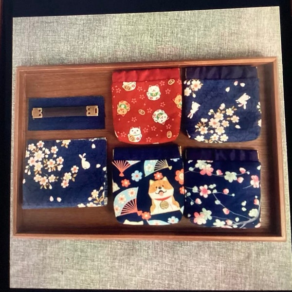 Porte-monnaie bourse pochette rangement unisexe motifs japonais Shiba inu, fermoir clic clac à ressort cadeau maman femme fille