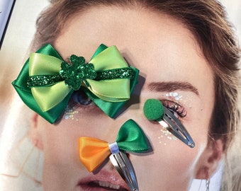 Trèfle saint Patrick fille femme Barrette verte hair bow, JadeNouveau