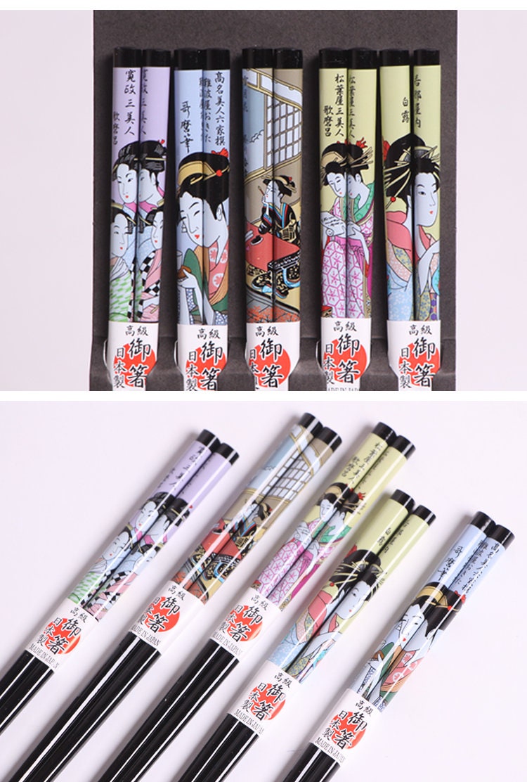 Baguettes Japonaises Bois Naturel Japanese Chopsticks Mont. Fuji Geisha Sumo Made in Japan Coffret d