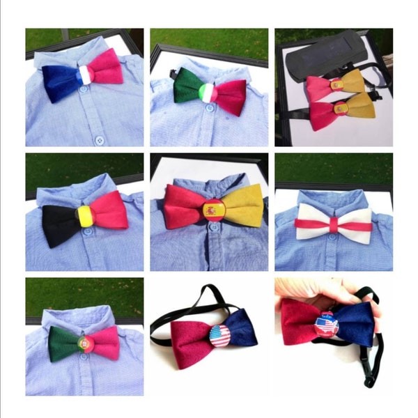 Olympics Paris 2024 American French Flag United States Italian Portuguese Spanish Belgian Men's Boy's Accessories Bow Tie