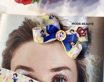 Blanche neige barrette pince à cheveux snow white hair bow, jadenouveau