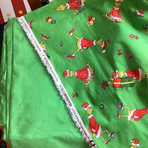 Grinch tissu coton casse-noisette enfant couture Noël par mètre par yard, Christmas coton fabric nutcracker Christmas kids, JadeNouveau