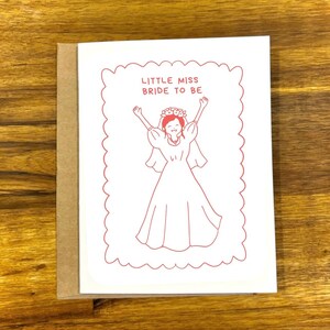 Carte de voeux Little Miss future mariée l Shower de mariée carte d'illustration mignonne de shower de mariage l carte Unique de fiançailles, bientôt maman