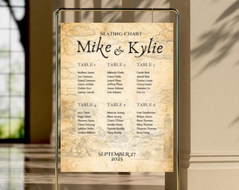 Fantasy Wedding Seating Chart l Storybook Reception Dinner Sign l Unique Mythical Fairytale Vintage Wedding l Customizable Editable Template