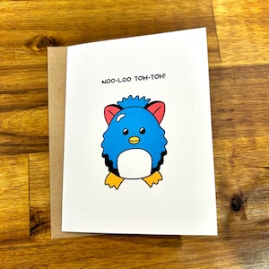 Furby Happy Birthday Card l Jaren 90 Y2K millennial-wenskaart l Gepersonaliseerde popcultuurverjaardagskaart l Furbish Language Ninety's Kid Speelgoed