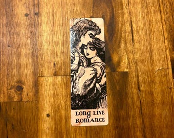 Marcador "Larga vida al romance" / Marcadores de novelas románticas / Marcador para lectores de novelas románticas / Marcador de libros de romance con estética vintage
