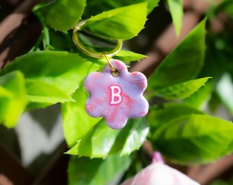 Placa de identificación para perros Sugar Blossom - Etiqueta de identificación para mascotas de arcilla polimérica - Hecha a mano