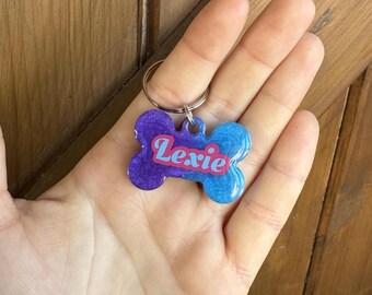 Split Resin Dog Tag - Handmade - Custom Pet ID Tag