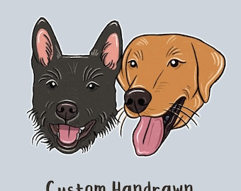 Retrato de mascota personalizado dibujado a mano / Ilustración de perro a partir de una foto (Descarga digital)