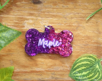 Split Chunky Glitter Resin Hundemarke - Individuell - Handgemacht - Haustiermarke