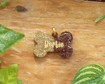 Split Hundemarke aus feinem Glitzerharz - Individuell - Handgemacht - Haustiermarke