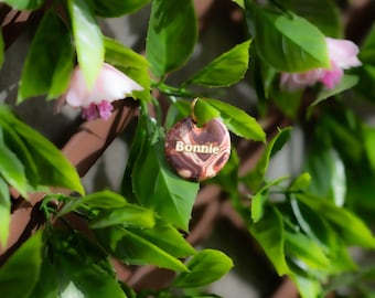 Placa de identificación Toffee Rose - Etiqueta de identificación de arcilla polimérica - Hecha a mano
