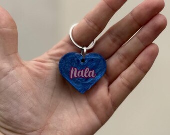 Placa de identificación personalizada de resina para perros - Etiqueta de identificación personalizada - Hecha a mano