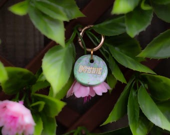 Placa de identificación para perros Meadow Marble - Etiqueta de identificación para mascotas de arcilla polimérica - Hecha a mano