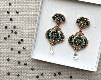 Pendientes hechos a mano Madelief tropical pequeño / Pendientes de cuentas / Joyas de cuentas / Piedras de Swarovski / Cuentas de Miyuki / Boutique van Leeuwen