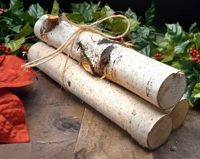 White Birch Yule Log Bundle Holiday Christmas Decoration From New