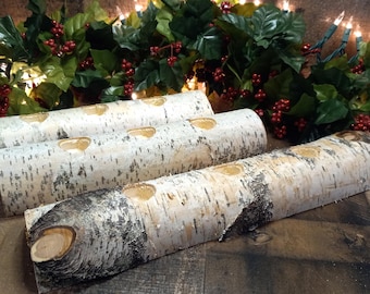 Small Size White Birch Rustic Yule log Christmas Candle Holder