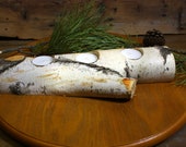 Birch Yule log Rustic Candle Holder - With candles