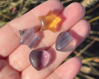 Fluorite Mini-Hearts and Stars | Rainbow Fluorite mini-Crystals