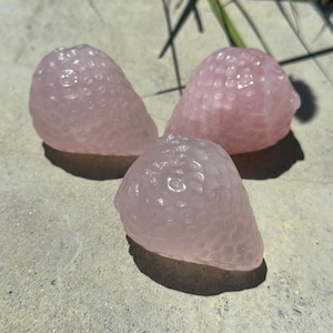 Rose Quartz Strawberries | Crystal Fruit | Pink Crystal Strawberry